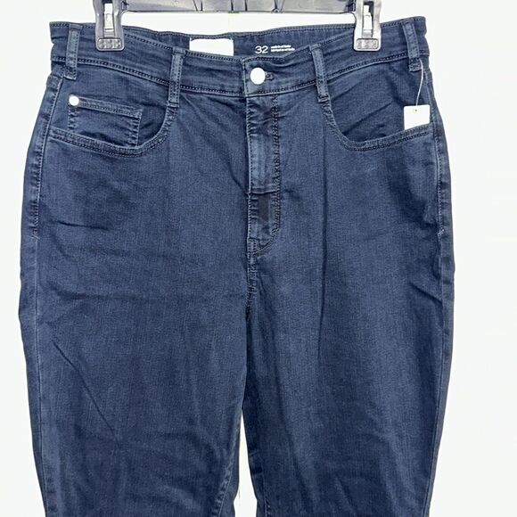 Anthro x Pilcro 32 Navy Dark Wash Stretch Straight Jeans - Picture 3 of 12